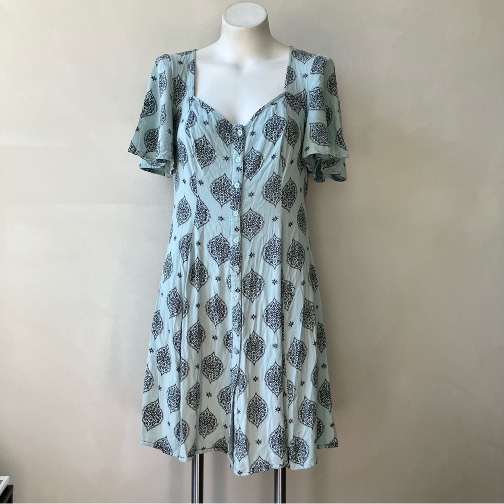 Torrid | Sweetheart Neckline Patterned Mint Green Spring Mini Sun Dress